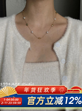日韩简约拼接不规则珍珠项链
