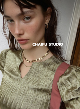 港风大气摩登肌理感金属项链