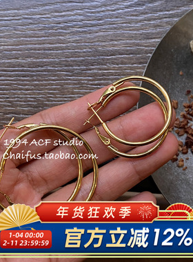 柴夫工作室/E854 欧美简约素圈夸张显脸小耳环嘻哈朋克大气耳钉