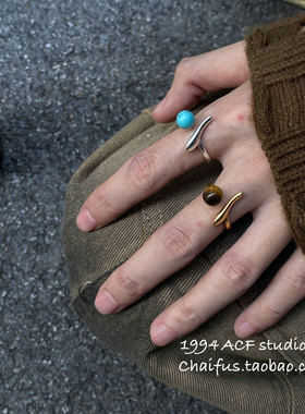 INS风小众镶嵌天然石戒指