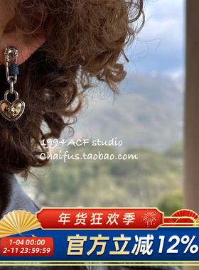 柴夫工作室/E242 日韩独特回针设计爱心耳环创意小众甜酷耳钉