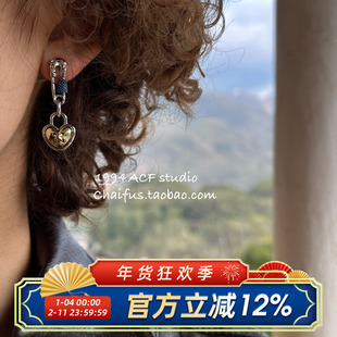 柴夫工作室/E242 日韩独特回针设计爱心耳环创意小众甜酷耳钉