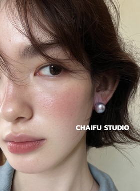 柴夫工作室/R314 极简主义柔光烤漆半圆耳钉气质轻奢高级感耳环