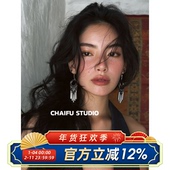 个性 柴夫工作室 E218 设计感苗族做旧风流苏气质几何耳钩耳环