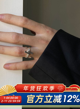 极简风几何线条设计交叠戒指