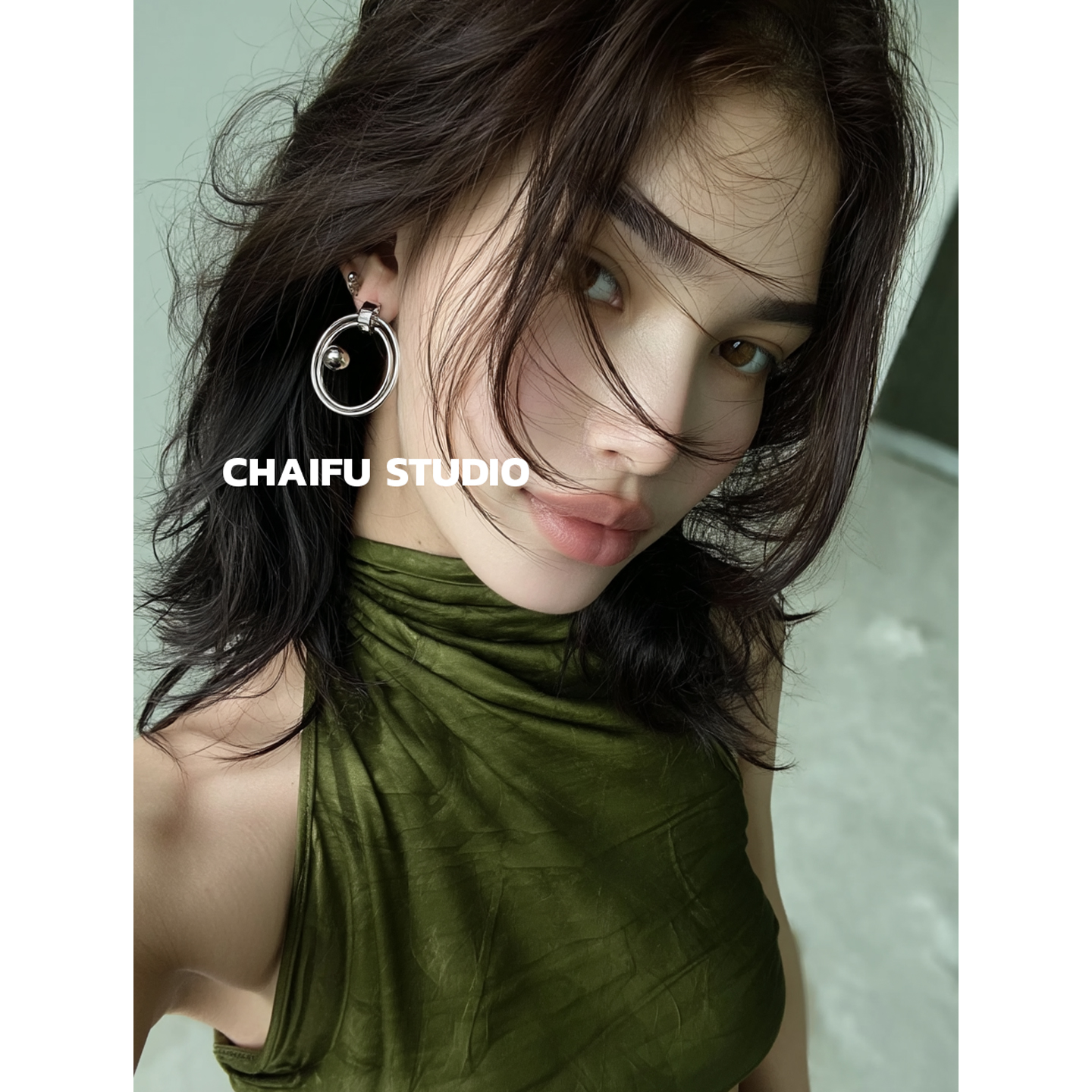 欧美嘻哈双层圆圈镂空耳钉