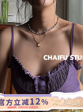 柴夫工作室/X285 INS莫兰迪色小米珠项链叠戴复古轻奢珍珠锁骨链