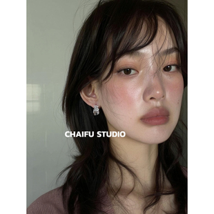 柴夫工作室 韩系复古雕刻镂空花瓣耳扣宫廷精致纹理编织耳环 R804