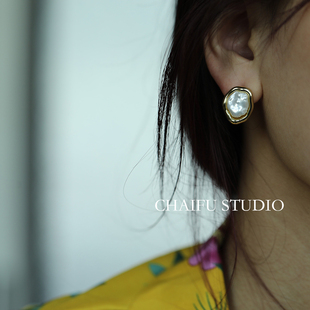 小清新几何不规则耳钉气质冷淡风个性 法式 耳环 R249 柴夫工作室