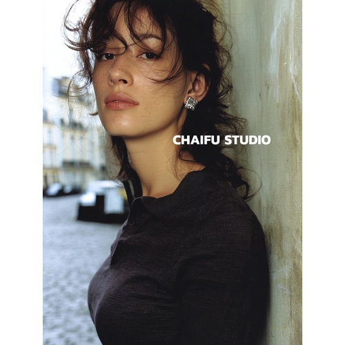 简约百搭编织纹理方形小耳钉