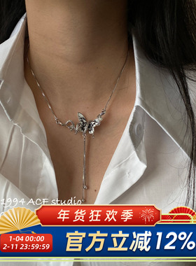 韩系暗黑滴釉晕染蝴蝶项链