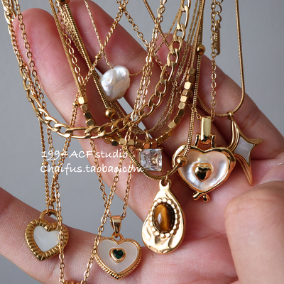 INS极简立体爱心吊坠项链