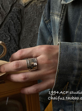 欧美中性朋克风宽版夸张戒指