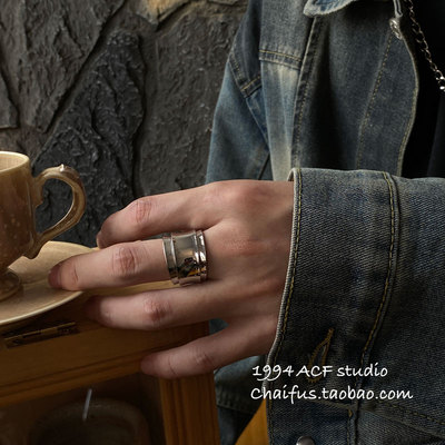 欧美中性朋克风宽版夸张戒指