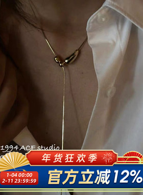 日韩简约冷淡风几何金属长链