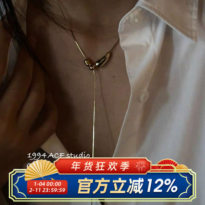 日韩简约冷淡风几何金属长链