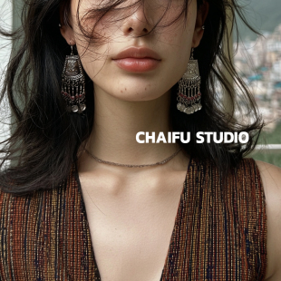 柴夫工作室 小众复古边陲风雕花流苏耳环大漠孤烟感度假耳环 E500