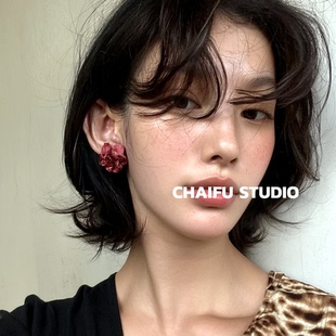 巴洛克浪漫玫瑰花耳钉复古优雅气质女神耳环 法式 柴夫工作室 E323