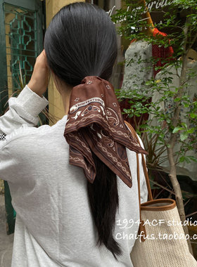 柴夫工作室/F349 港风英伦风不规则方巾发圈复古慵懒日常百搭发饰