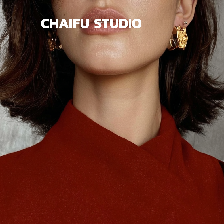 韩系褶皱设计C型金属耳钉