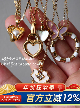 韩系甜酷风几何吊坠钛钢项链