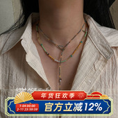 法式 柴夫工作室 X529 油画风彩色小米珠项链细闪叠戴波西米亚颈链