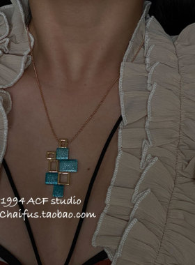 日常松弛感拼接方块项链