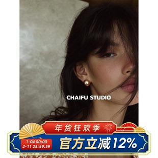 柴夫工作室/R567 冷淡风不规则拉丝纹理耳钉小香风轻奢气质耳环