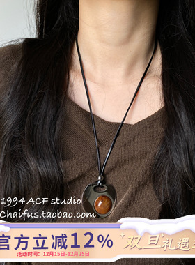 韩系辣妹风几何钛钢吊坠毛衣链