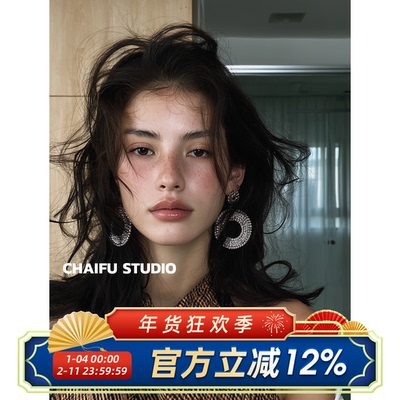 欧美奢华晚宴爆闪水钻耳钉