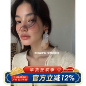 柴夫工作室 R297 港风文艺晕染几何亚克力耳钉小众清新醋酸耳环