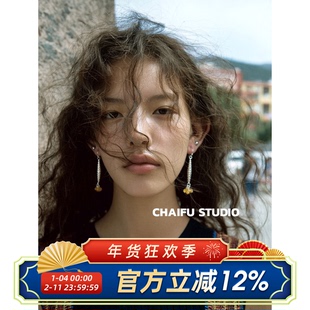 柴夫工作室/E263 波西米亚手工串珠螺旋耳环复古小众高级感耳钩