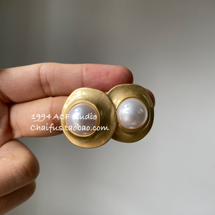 夸张几何珍珠耳钉小众轻奢高级感耳环 港风个性 柴夫工作室 E277