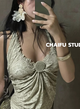 柴夫工作室/E388 浪漫邂逅网纱花朵耳钉优雅超仙肌理感气质耳环