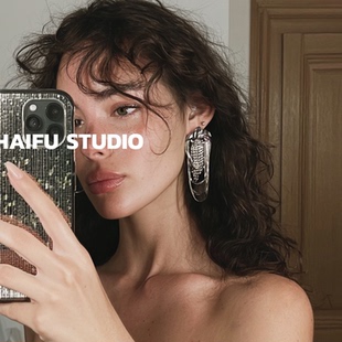 小众冷淡风多层链条耳钉镶钻夸张个性 中式 耳环 E563 柴夫工作室