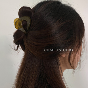 果冻色异型盘发抓夹复古小众后脑勺鲨鱼夹 法式 柴夫工作室 F269