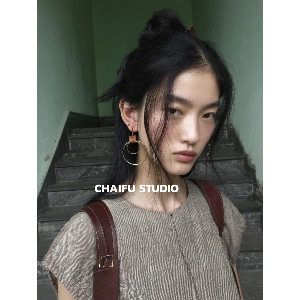 荒原游牧风古铜多层圆形耳环