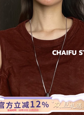 欧美中性风水滴吊坠钛钢长链