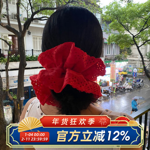 柴夫工作室/F341 ins风超大多层蕾丝花边发绳慵懒百搭多发量发圈