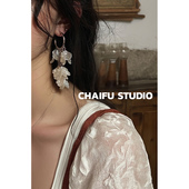 复古流苏仿贝壳耳钉小众度假超仙气质耳环 法式 柴夫工作室 R592