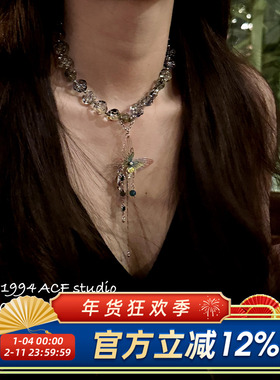 INS辣妹风渐变蝴蝶项链