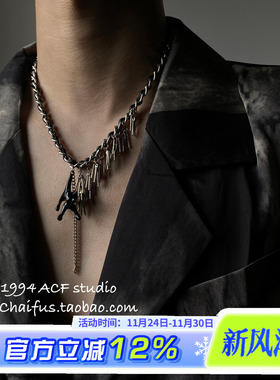 黑色猫咪Y2K甜酷流苏锁骨项链