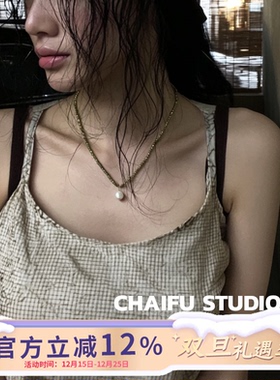 法式浪漫手工绿色尖晶项链复