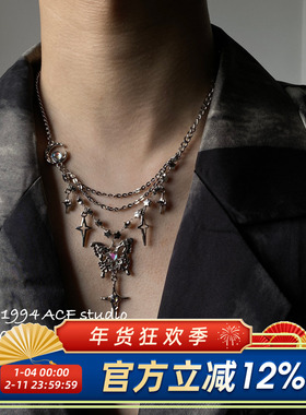 星星蝴蝶月光石设计感项链