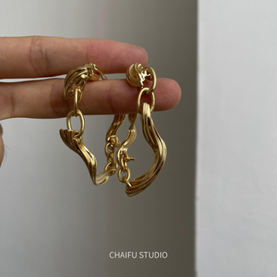 耳钉 港风气质弧形环绕设计感后挂式 柴夫杂货铺 R172