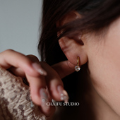 柴夫工作室 复古简约锆石耳环超闪钛钢小众轻奢气质ins耳扣 E243