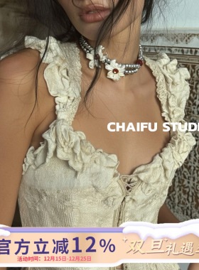 中古甜酷鸢尾花双层项链