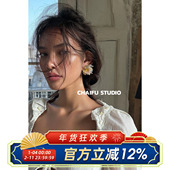 柴夫工作室 E543 韩系多巴胺手作串珠花朵耳钉三色甜美立体耳环