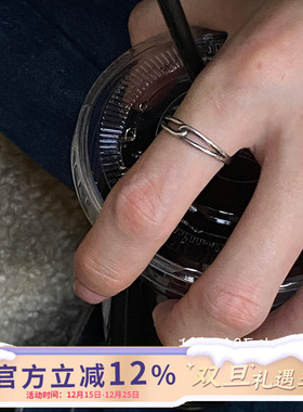 柴夫工作室/J180 欧美极简几何做旧线条感戒指复古哥特风叠戴开口