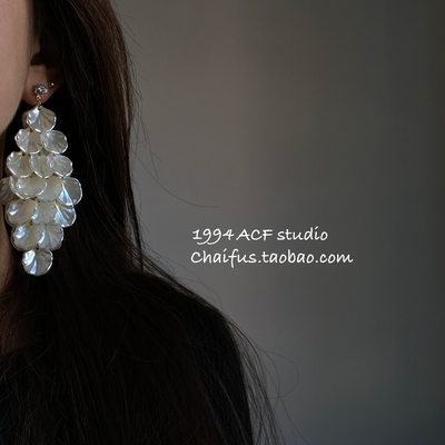 法式复古夸张贝壳流苏耳钉